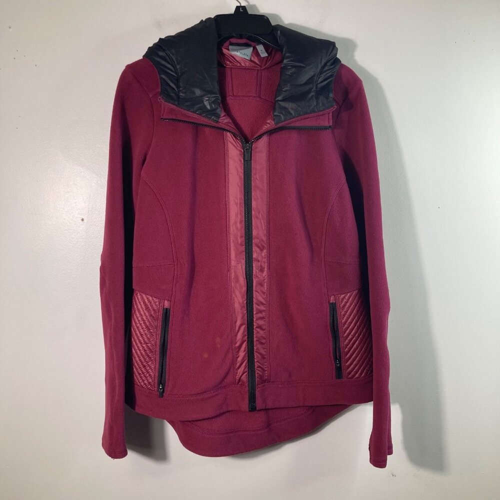 Womens Athleta Power Peak Hooded Jacket M Crimson Polyester Spandex Flaw